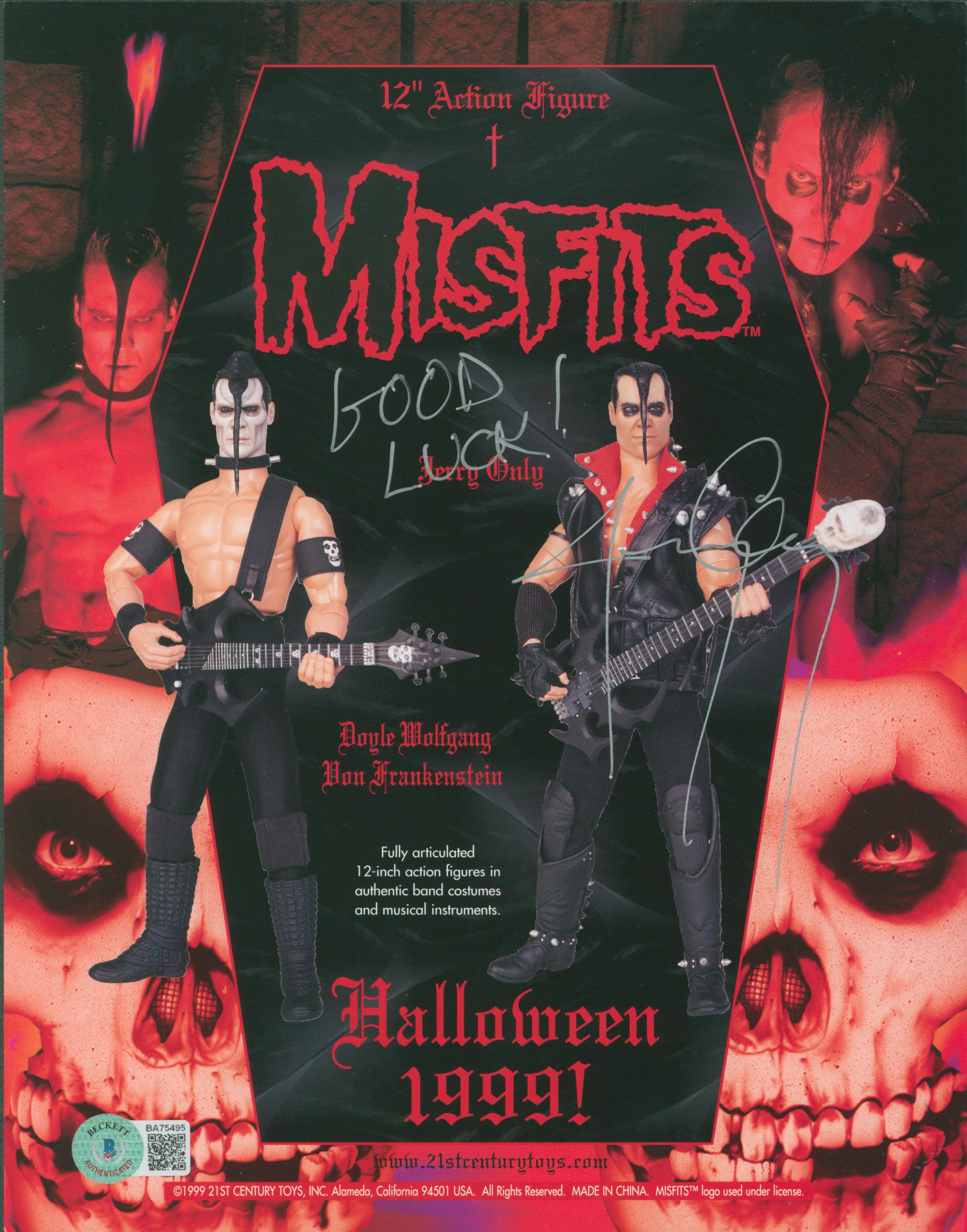 Jerry Only Misfits "Good Luck" Authentic Signed 8.5x11 Promo Photo BAS #BA75495