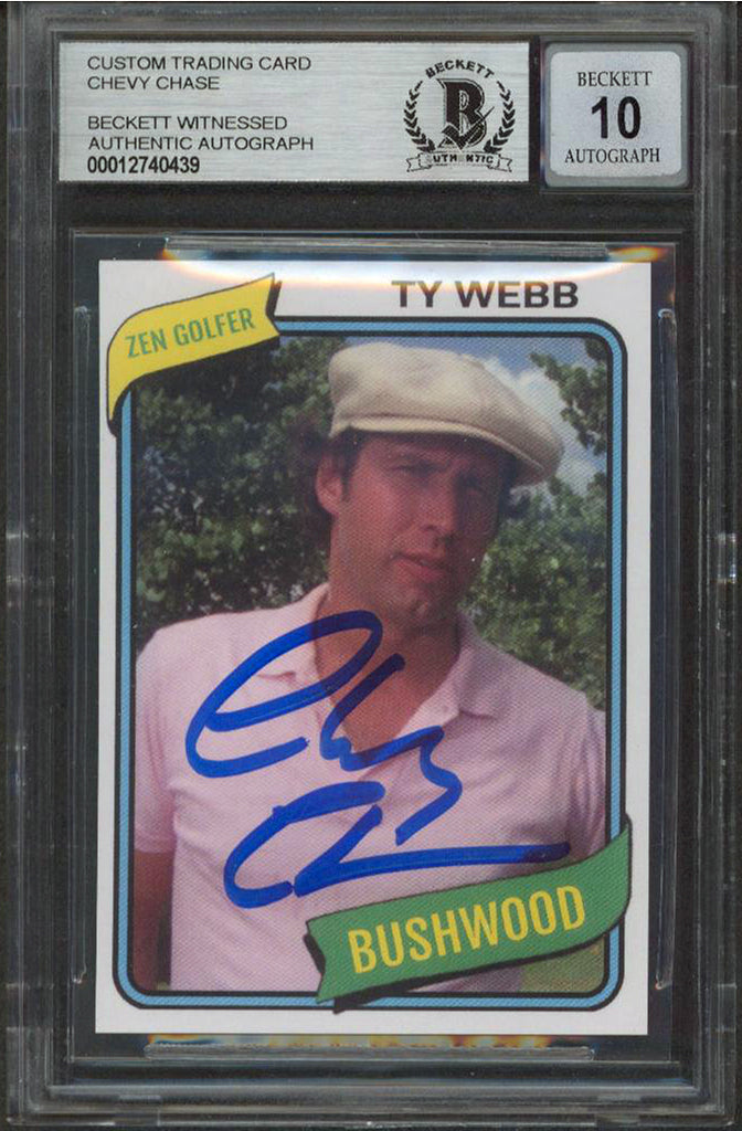 Chevy Chase Caddyshack Signed Ty Webb Custom Trading Card Auto 10! BAS Slabbed 1