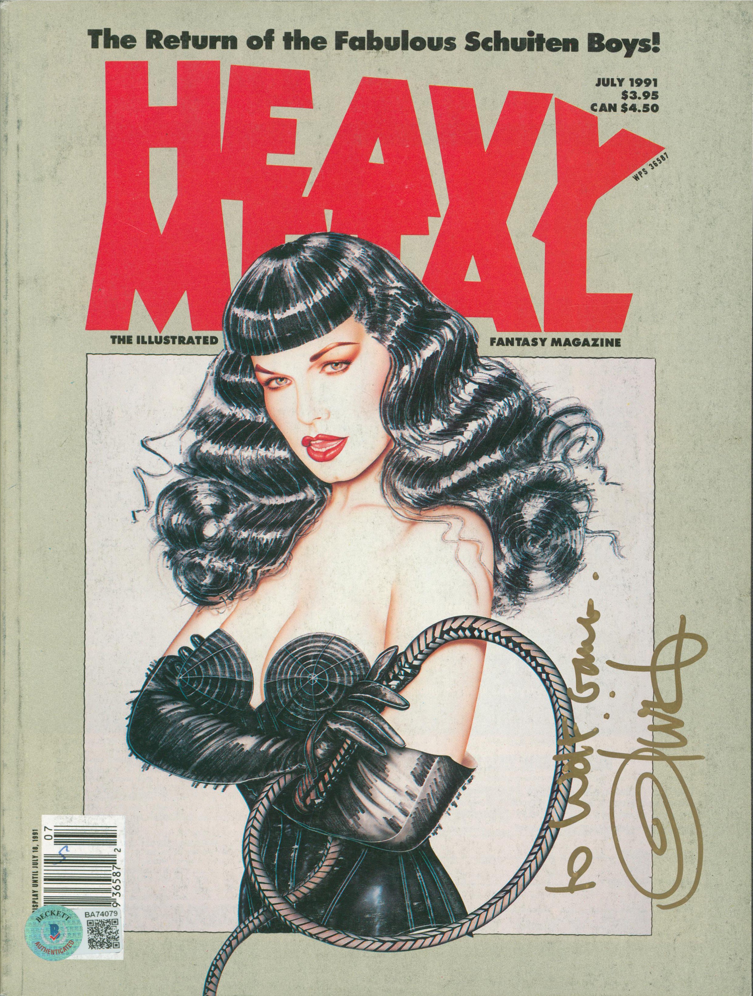 Olivia De Berardinis Signed July 1991 Heavy Metal Magazine BAS #BA74079