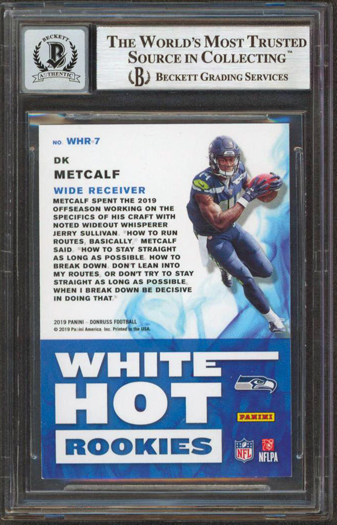 DK Metcalf Signed 2019 Donruss White Hot Rookies #7 Card Auto 10 BAS Slabbed