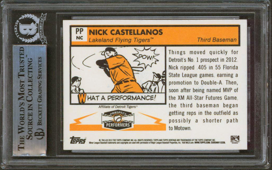 Nick Castellanos Signed 2012 Topps Heritage Minors Prospect #NC RC BAS Slabbed