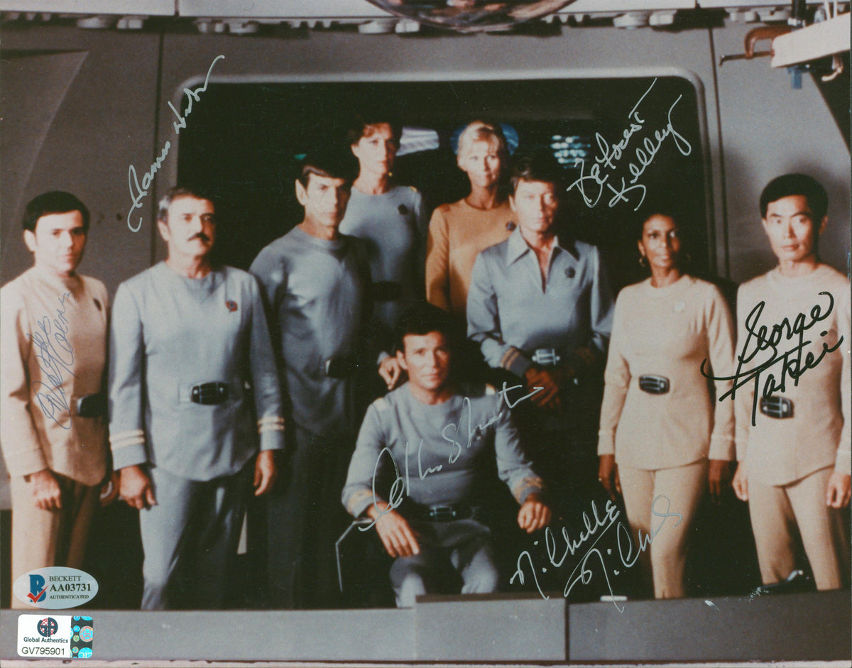 Star Trek (6) Shatner, Nichols, Takei +3 Signed 8x10 Vintage Photo BAS #AA03731