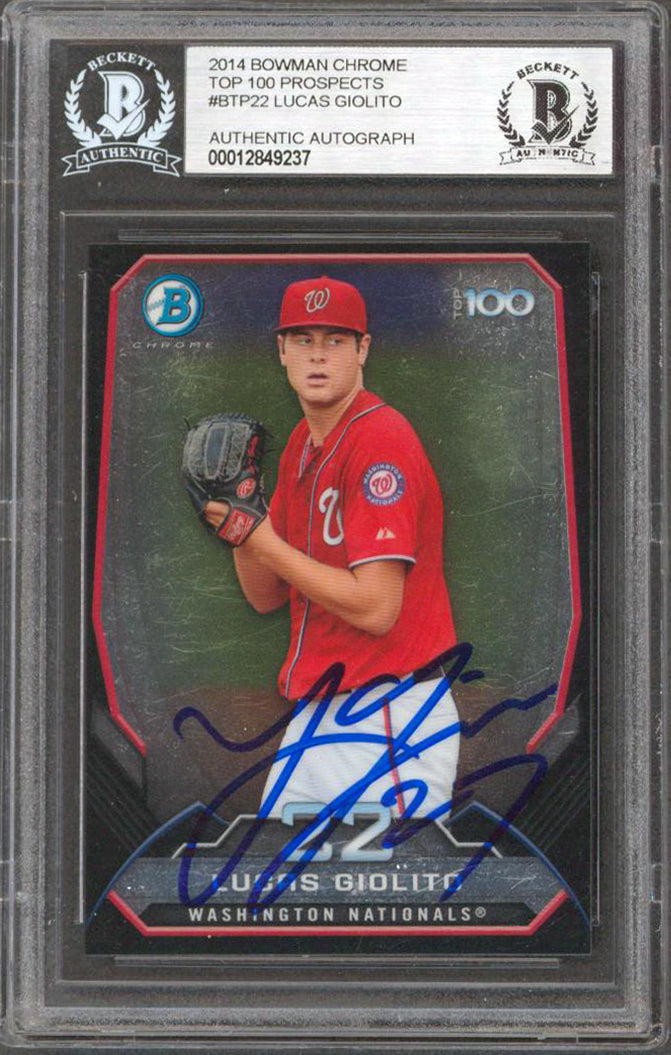 White Sox Lucas Giolito Signed 2014 Bowman Chrome Prospects BTP22 RC BAS Slabbed