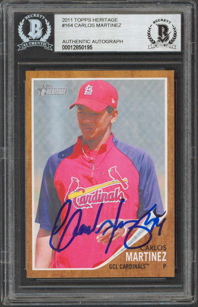 Cardinals Carlos Martinez Authentic Signed 2011 Topps Heritage #164 RC BAS Slab