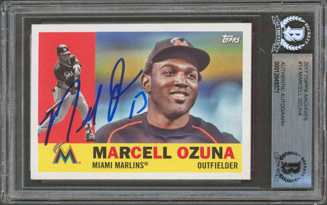 Braves Marcell Ozuna Authentic Signed 2014 Topps Archives #14 Card BAS Slabbed