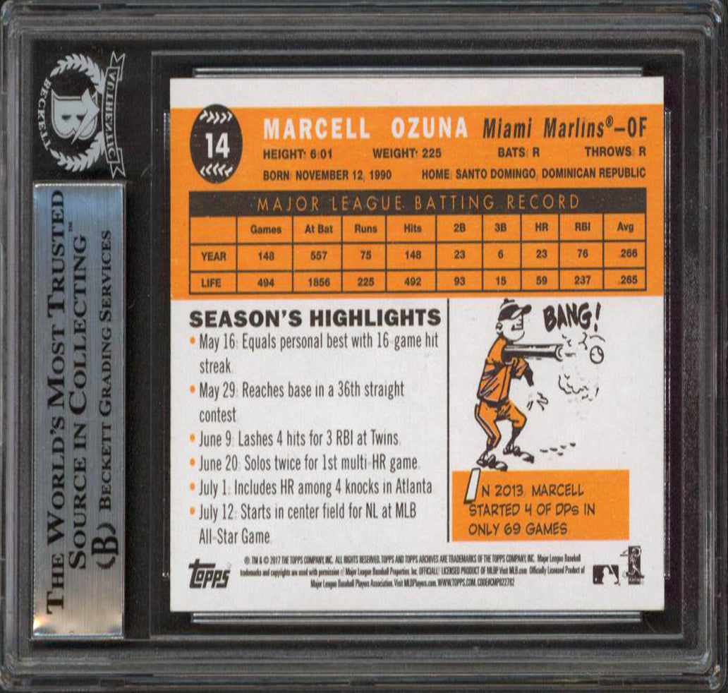 Braves Marcell Ozuna Authentic Signed 2014 Topps Archives #14 Card BAS Slabbed