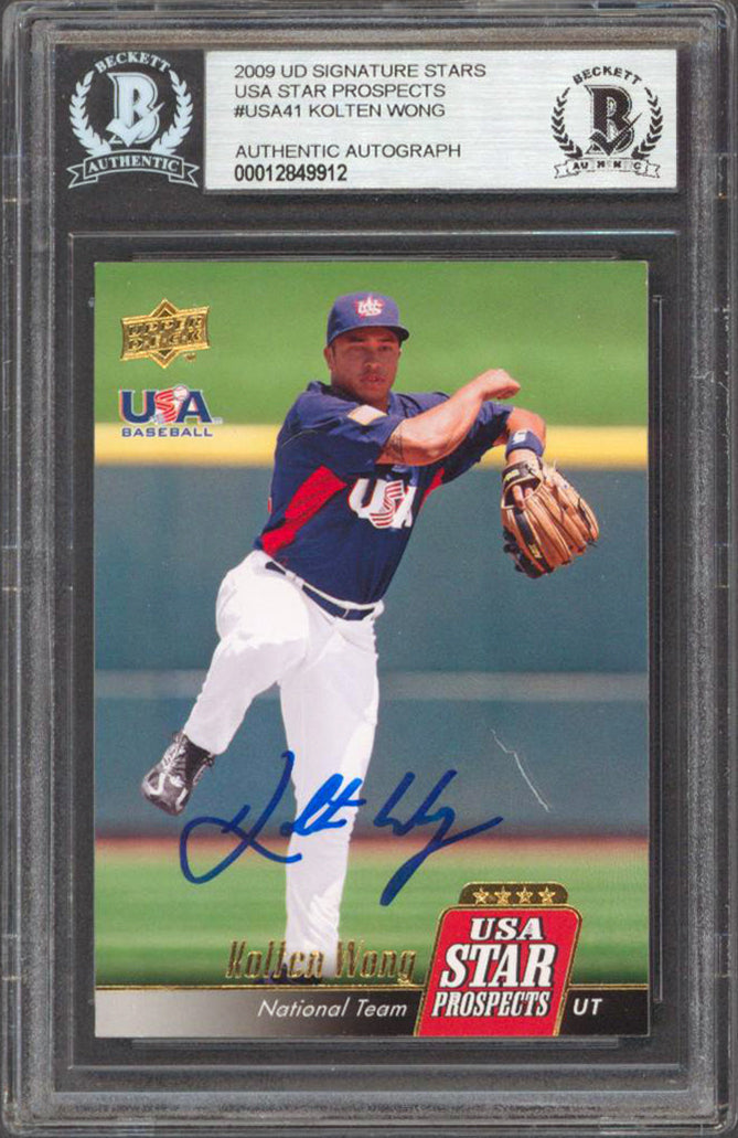 Brewers Kolten Wong Signed 09 UD Signature USA Star Prospect USA41 Card BAS Slab