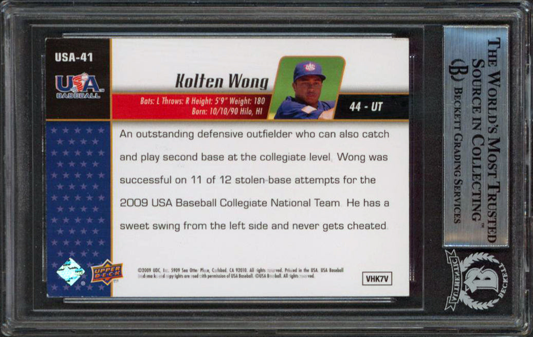 Brewers Kolten Wong Signed 09 UD Signature USA Star Prospect USA41 Card BAS Slab