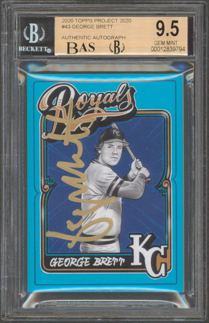 George Brett Signed 2020 Topps Project 2020 #43 Card Grade 9.5, Auto 9! BAS Slab