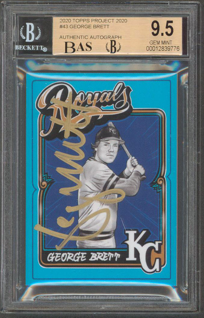 George Brett Signed 2020 Topps Project 2020 #43 Card Grade 9.5, Auto 8! BAS Slab