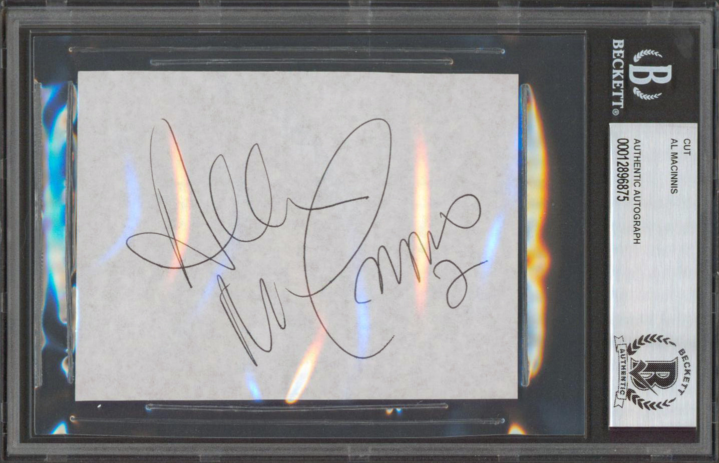Flames Al MacInnis Authentic Signed 3.25x4.5 Cut Signature BAS Slabbed