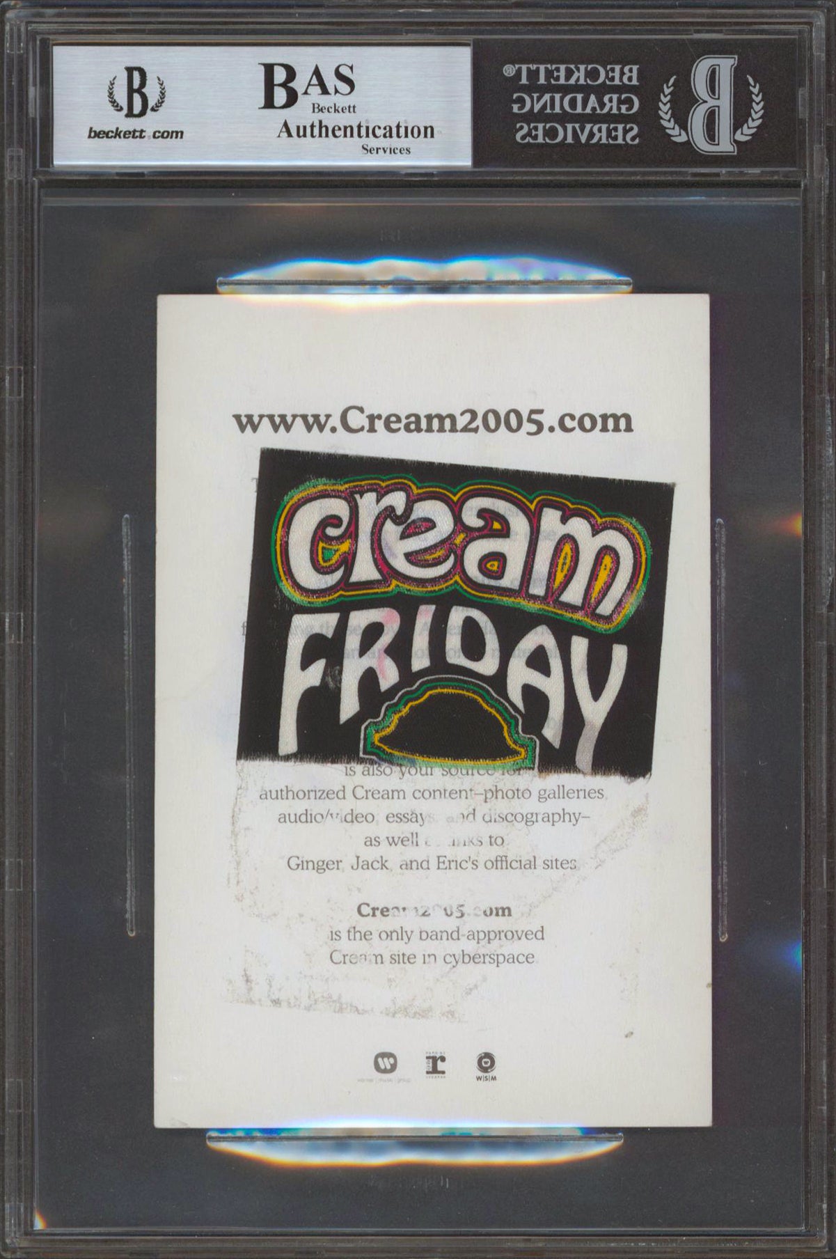 Cream (3) Clapton, Bruce & Baker Signed 2005 4x6 Royal Albert Hall Pass BAS Slab