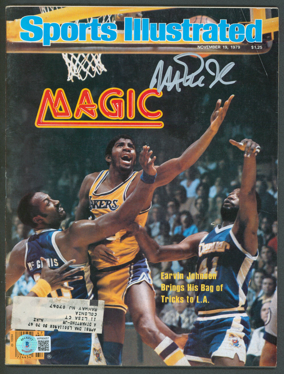 Lakers Magic Johnson Signed November 1979 Sports Illustrated Magazine BAS Wit