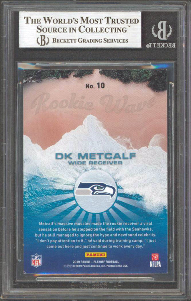 Seahawks DK Metcalf  Signed 2019 Playoff Rookie Wave #10 Card BAS Slabbed