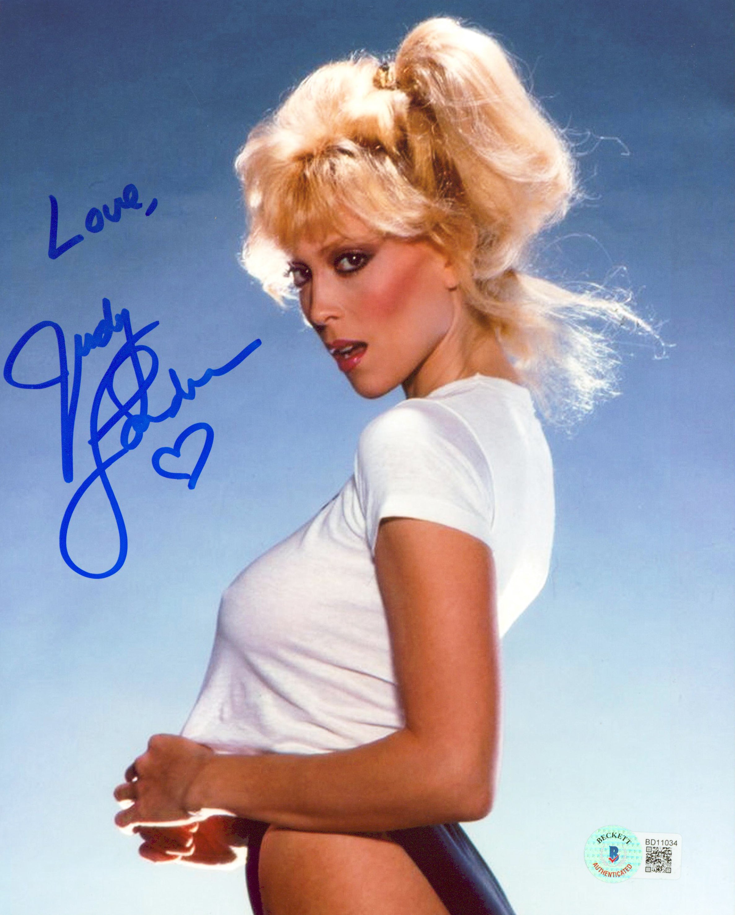 Judy Landers Armed & Dangerous "Love" Signed 8x10 Sexy Photo BAS #BD11034