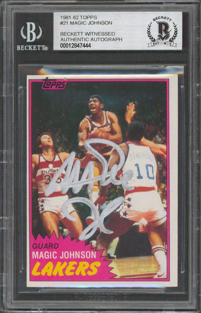 Lakers Magic Johnson Authentic Signed 1981 Topps #21 Card BAS Slabbed