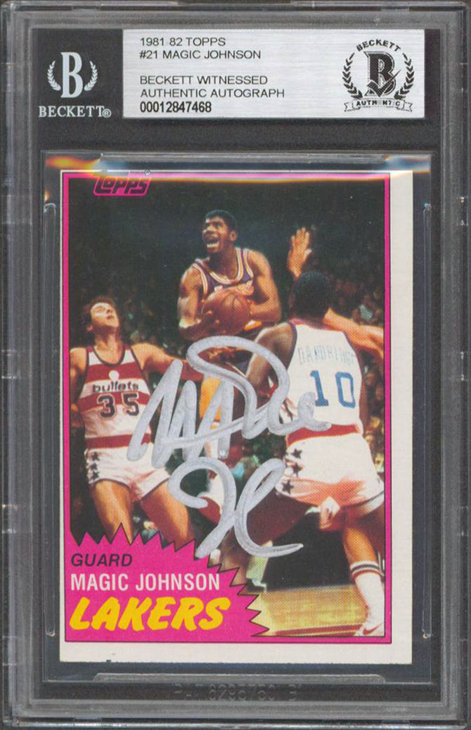 Lakers Magic Johnson Authentic Signed 1981 Topps #21 Card BAS Slabbed #12847468