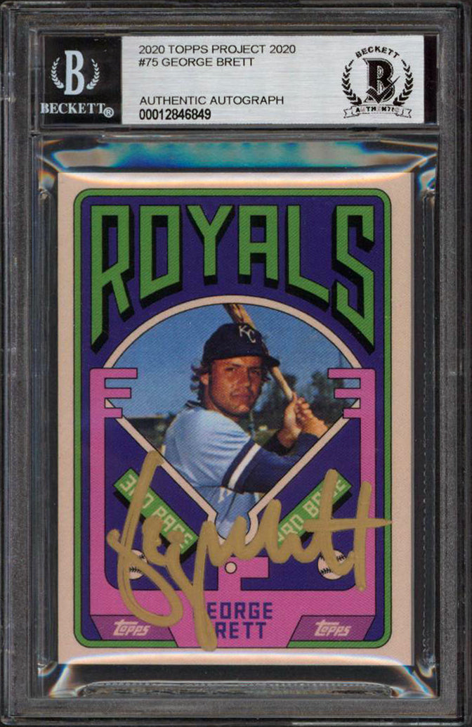 Royals George Brett Authentic Signed 2020 Topps Project 2020 #75 Card BAS Slab