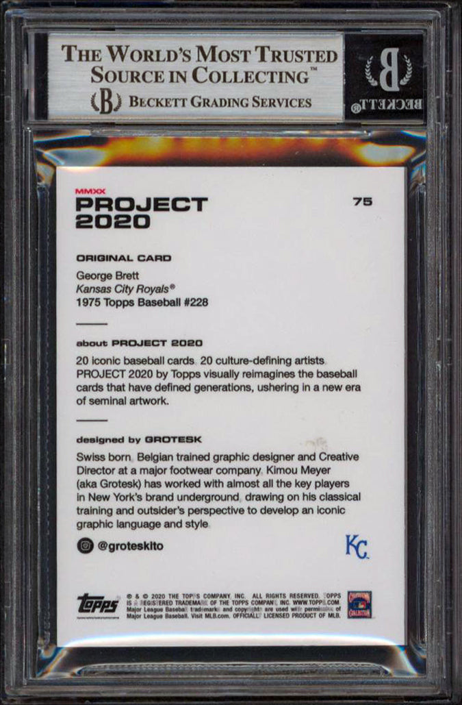 Royals George Brett Authentic Signed 2020 Topps Project 2020 #75 Card BAS Slab