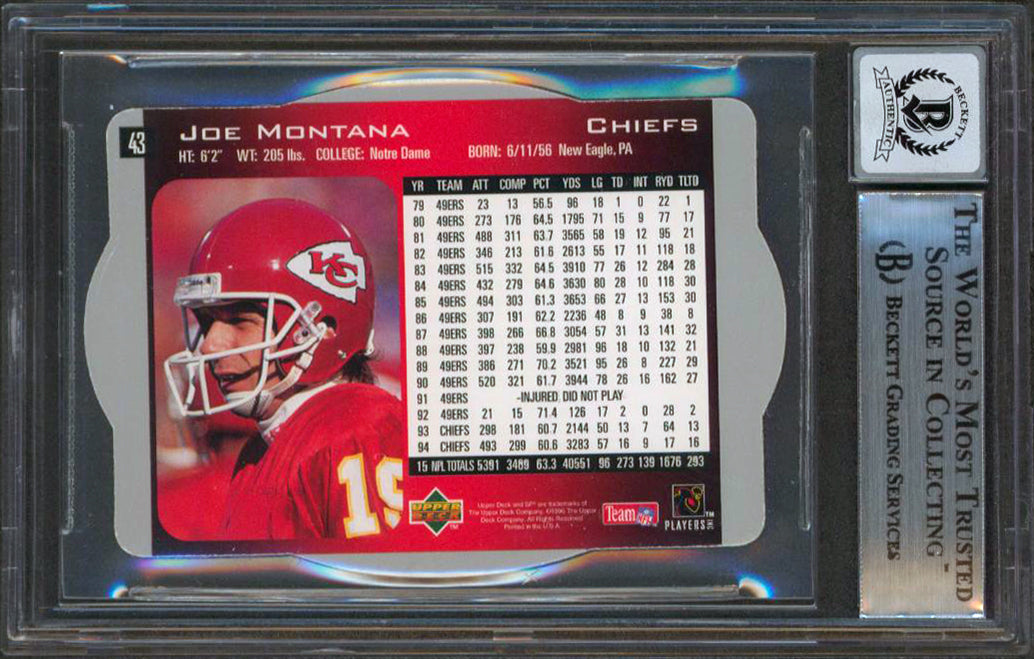 49ers Joe Montana Authentic Signed 1996 SPX #43 Card Auto Graded 10! BAS Slabbed