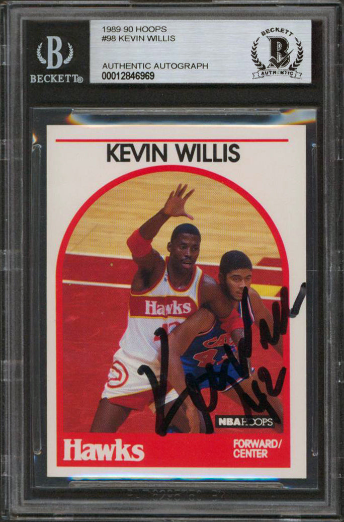 Hawks Kevin Willis Authentic Signed 1989 Hoops #98 Card Autographed BAS Slabbed