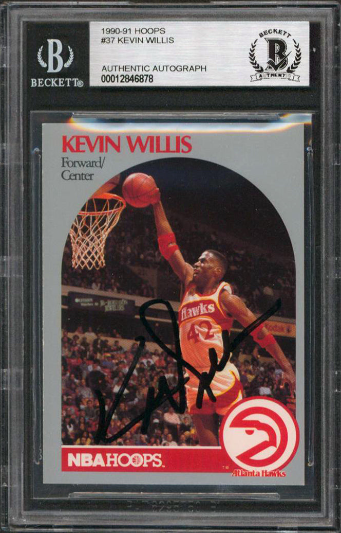 Hawks Kevin Willis Authentic Signed 1990 Hoops #37 Card Autographed BAS Slabbed
