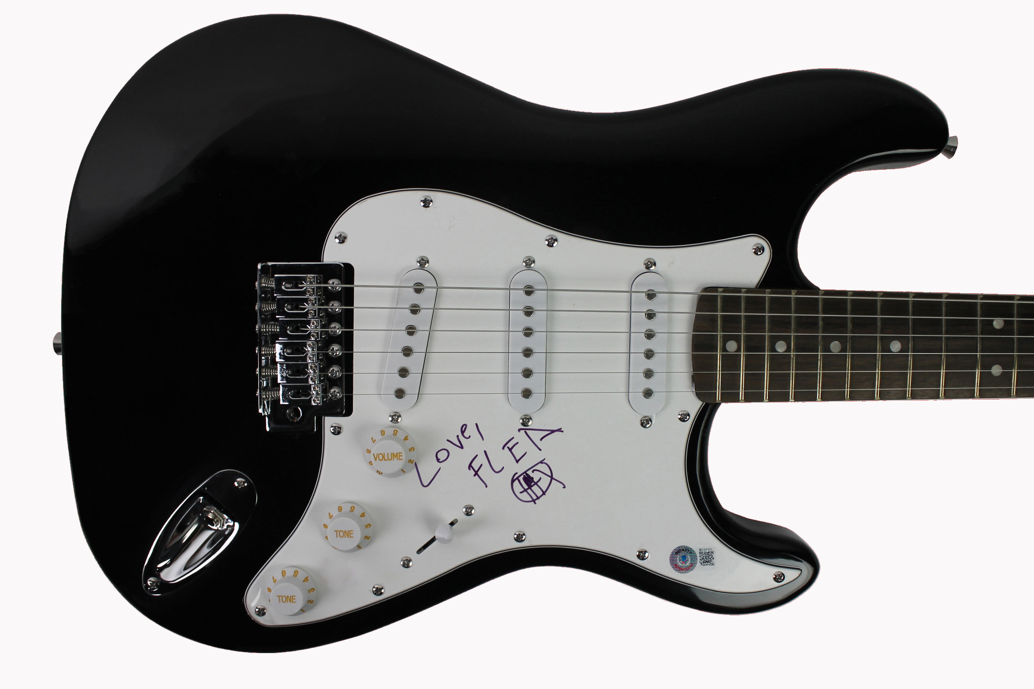 Flea Red Hot Chili Peppers "Love" Signed Black Electric Guitar BAS #BC01115