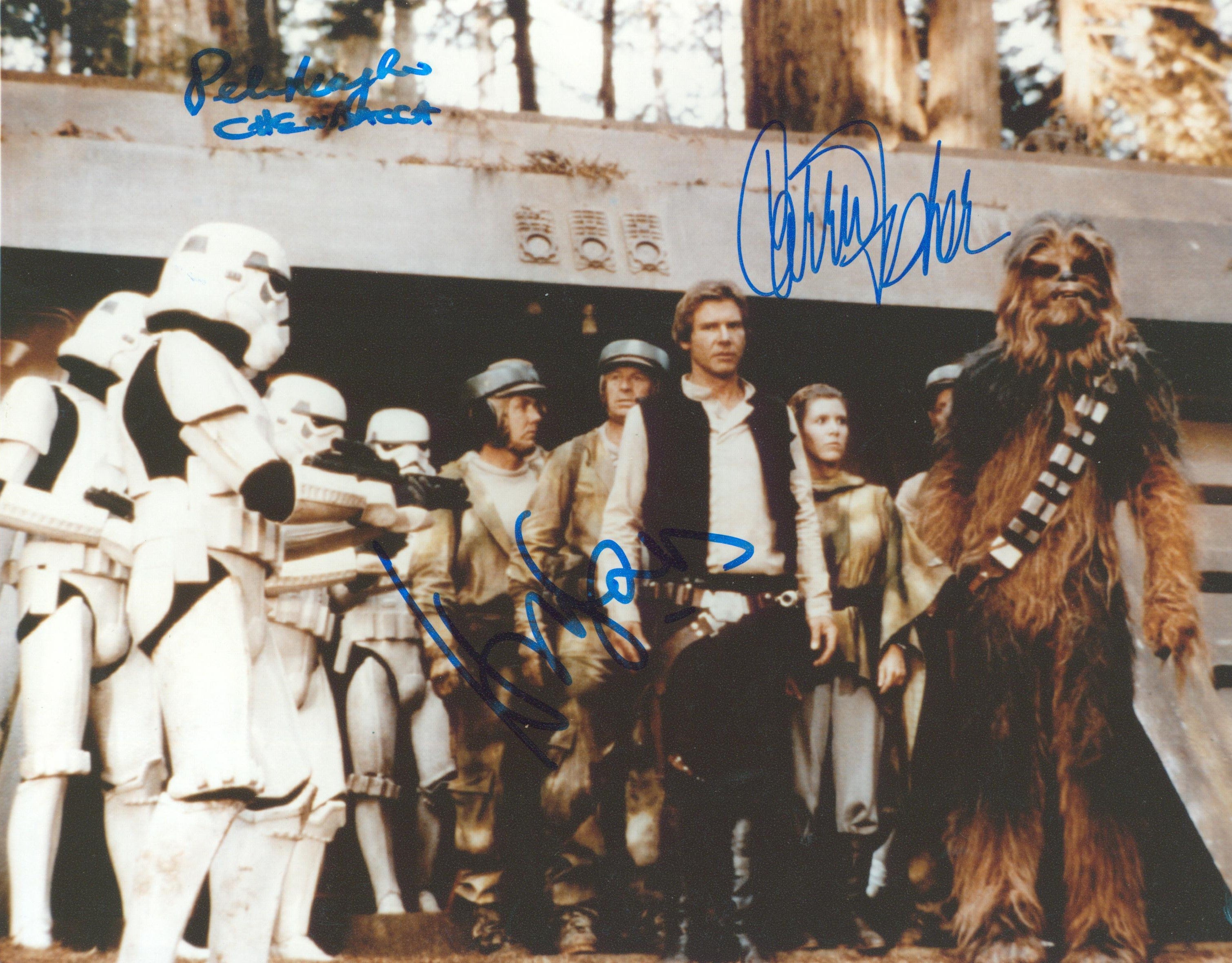 Star Wars (3) Fisher, Ford & Mayhew Authentic Signed 8x10 Photo BAS #AB08337