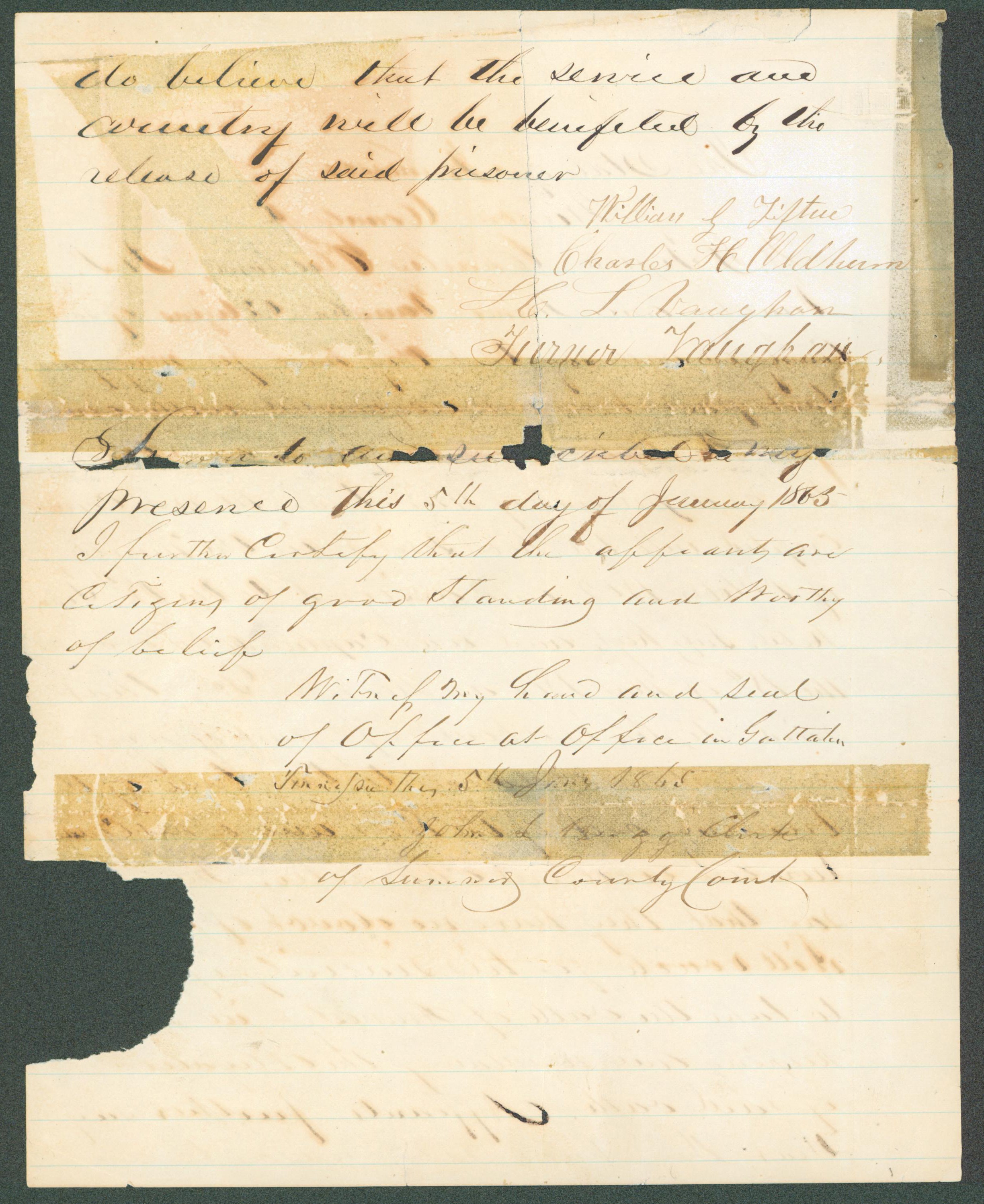 Abraham Lincoln Jan. 13, 1865 Signed Handwritten Endorsement Document BAS LOA