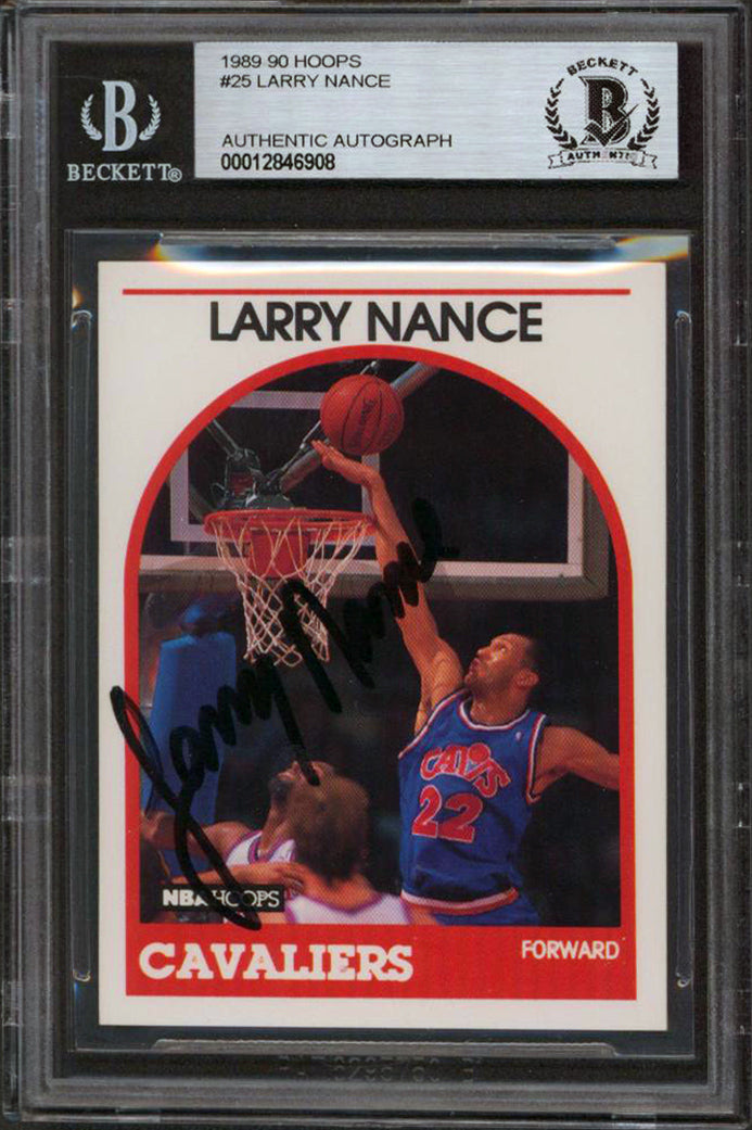 Cavaliers Larry Nance Authentic Signed 1989 Hoops #25 Card BAS Slabbed