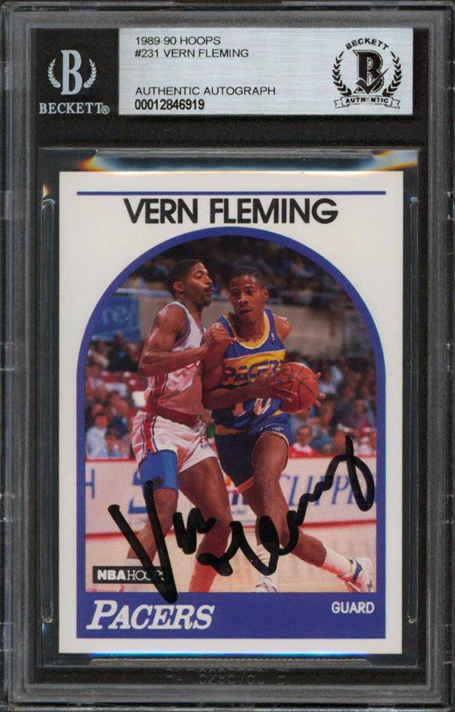 Pacers Vern Fleming Authentic Signed 1989 Hoops #231 Card BAS Slabbed