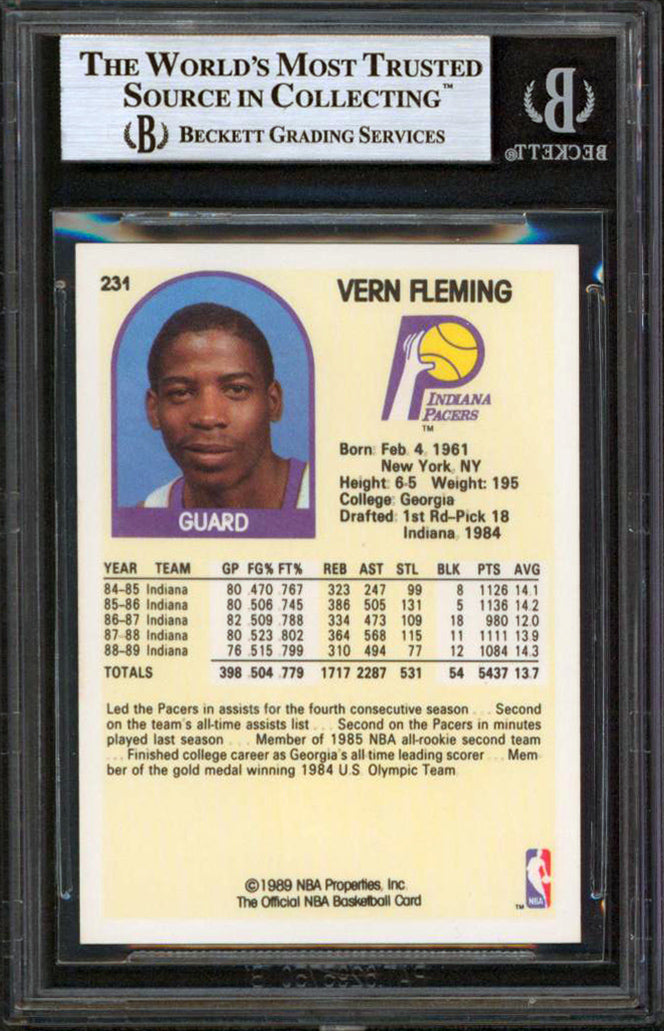 Pacers Vern Fleming Authentic Signed 1989 Hoops #231 Card BAS Slabbed