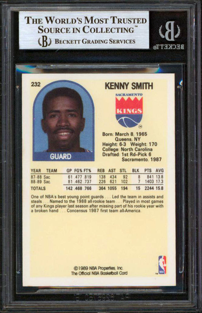 Kings Kenny Smith Authentic Signed 1989 Hoops #232 Card Autographed BAS Slabbed