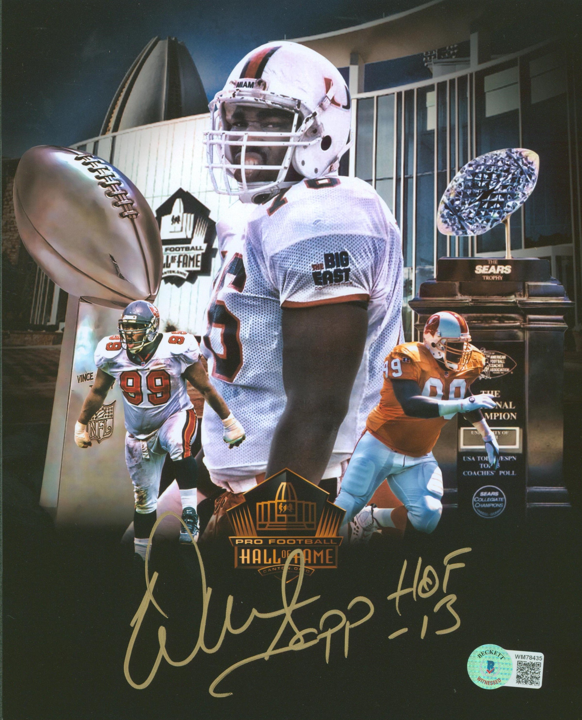 Warren Sapp "HOF 13" Authentic Signed 8x10 Custom Edit Photo BAS Witnessed