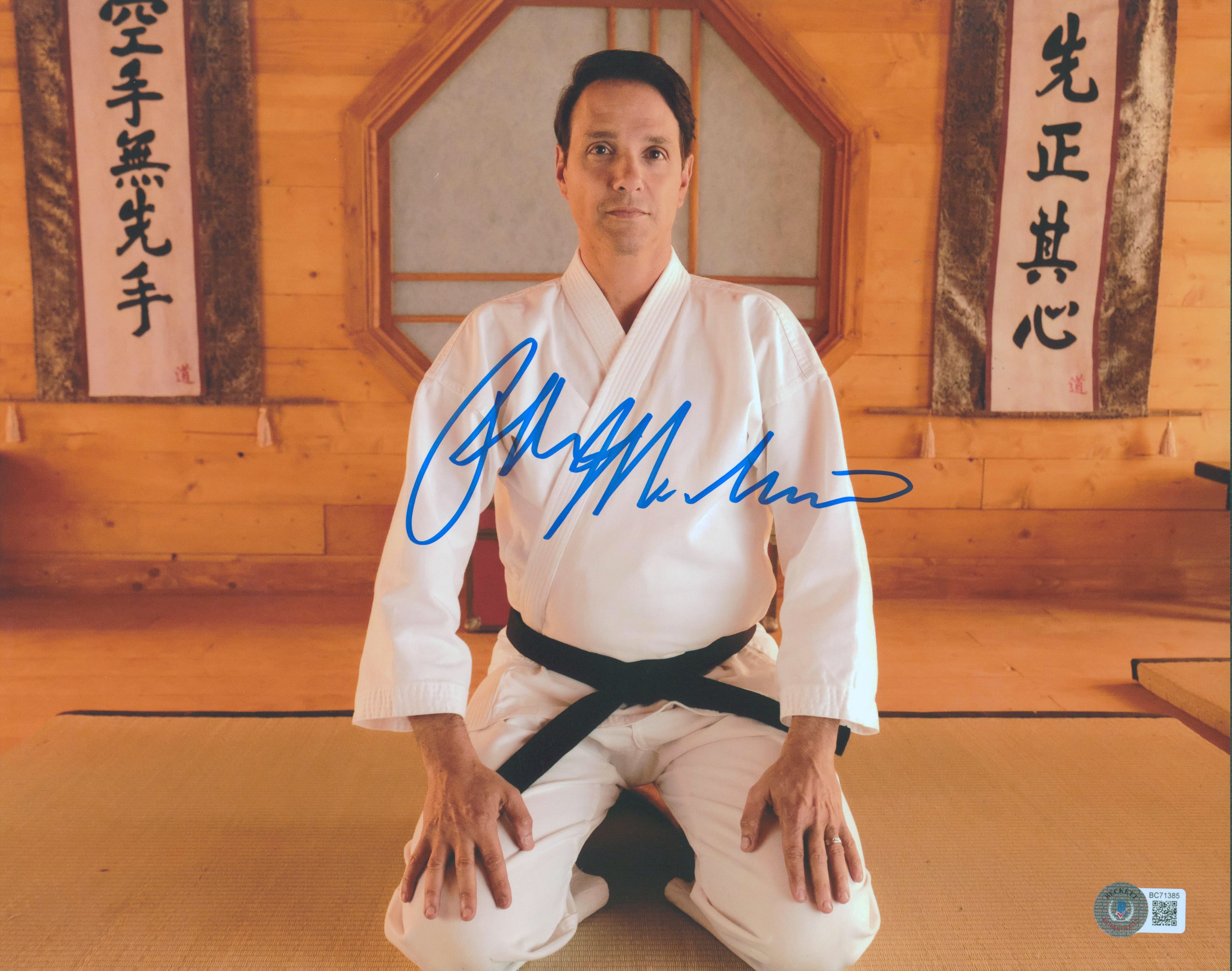 Ralph Macchio Cobra Kai Authentic Signed 11x14 Horizontal Kneeling Photo BAS