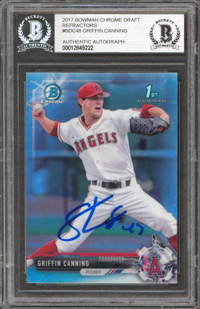 Griffin Canning Signed 17 Bowman Chrome Draft Refractors #BDC48 RC Card BAS Slab