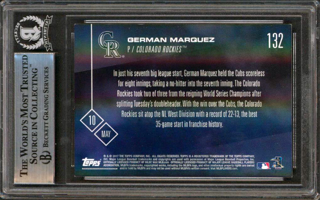 Rockies German Marquez Signed 2017 Topps Now #132 Rookie Card BAS Slabbed