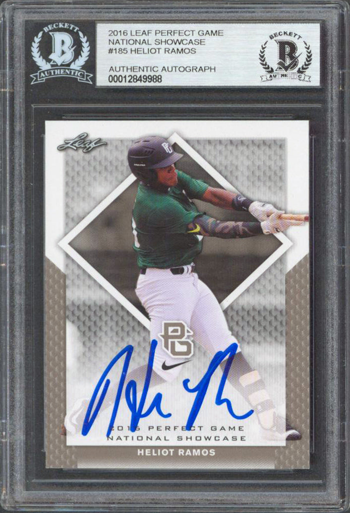 Heliot Ramos Signed 2016 Leaf Perfect Game National Showcase #185 Card BAS Slab