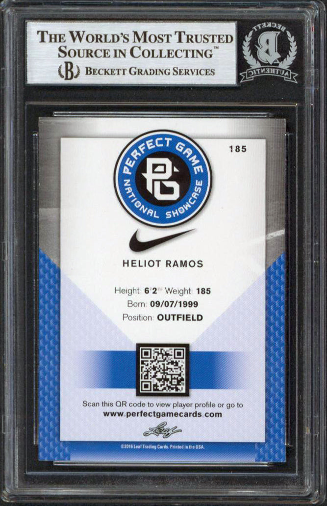 Heliot Ramos Signed 2016 Leaf Perfect Game National Showcase #185 Card BAS Slab