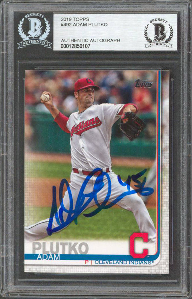 Indians Adam Plutko Authentic Signed 2019 Topps #492 Rookie Card BAS Slabbed