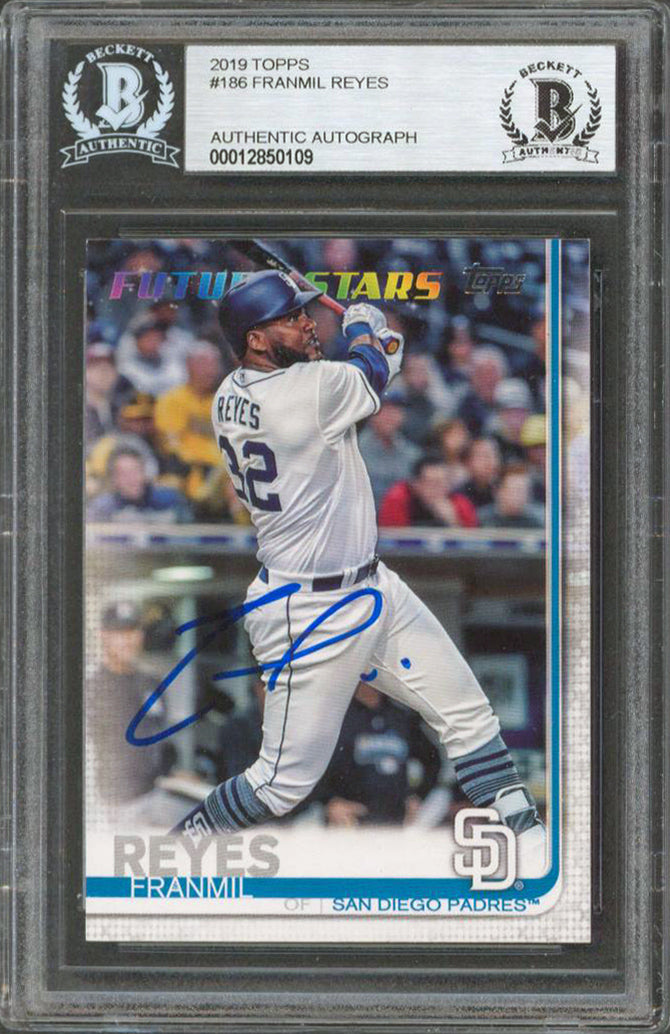 Padres Franmil Reyes Authentic Signed 2019 Topps #186 Rookie Card BAS Slabbed