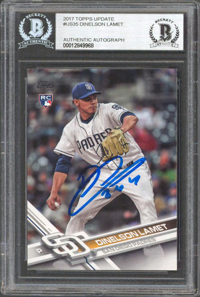 Padres Dinelson Lamet Signed 2017 Topps Update #US35 Rookie Card BAS Slabbed