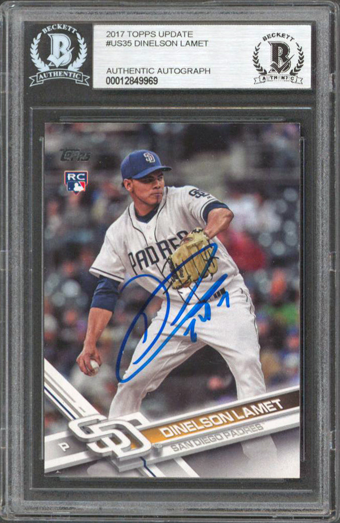 Padres Dinelson Lamet Signed 2017 Topps Update #US35 Rookie Card BAS Slabbed