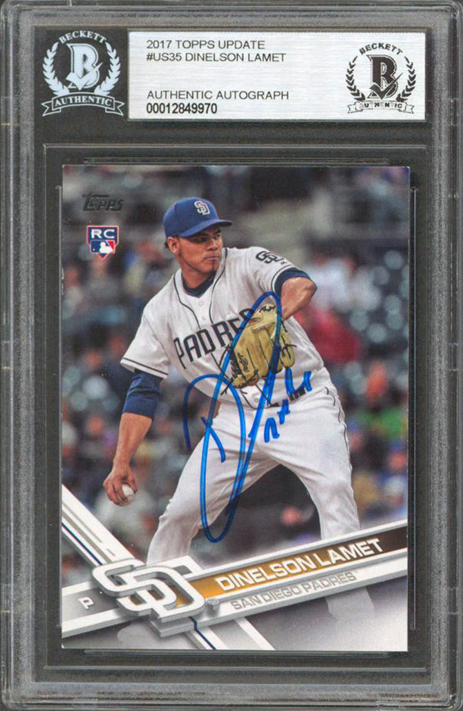 Padres Dinelson Lamet Signed 2017 Topps Update #US35 Rookie Card BAS Slabbed