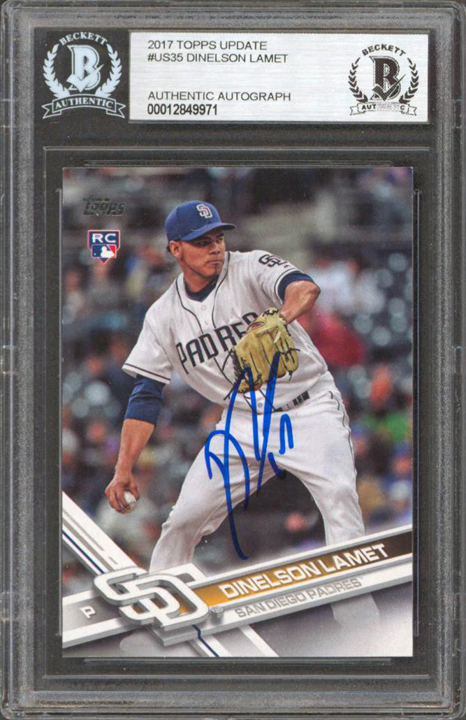 Padres Dinelson Lamet Signed 2017 Topps Update #US35 Rookie Card BAS Slabbed