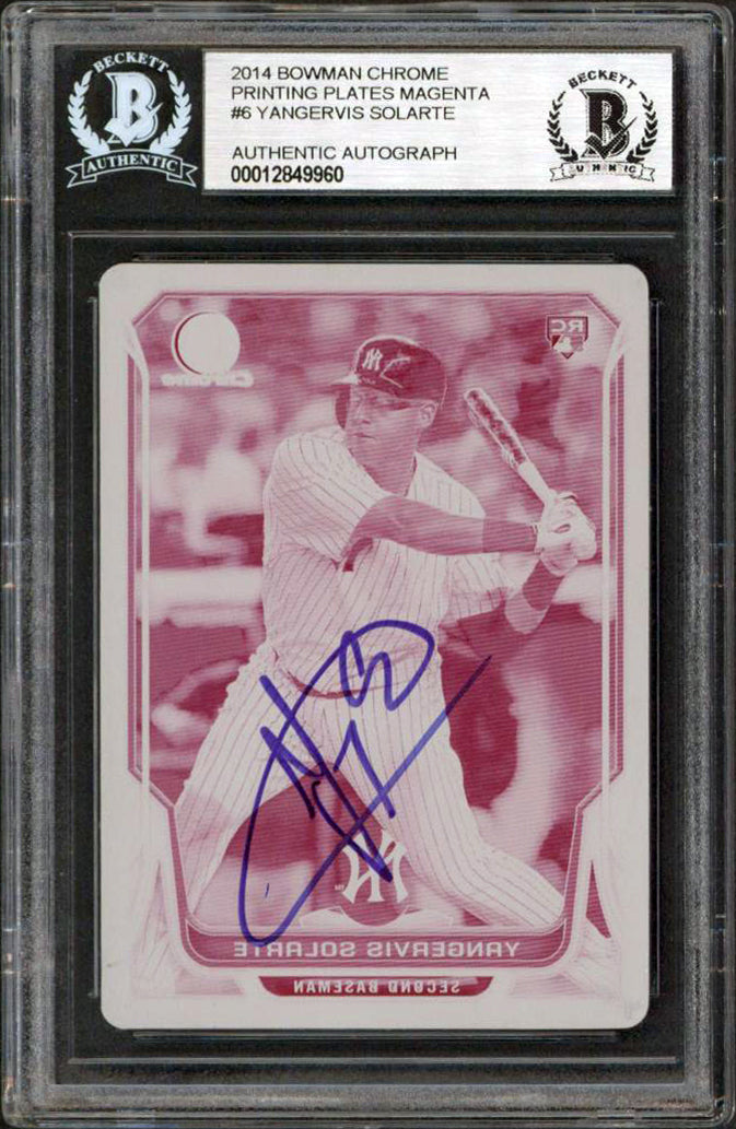 Yangervis Solarte Signed 2014 Bowman Chrome Printing Plates #6 Card BAS Slabbed