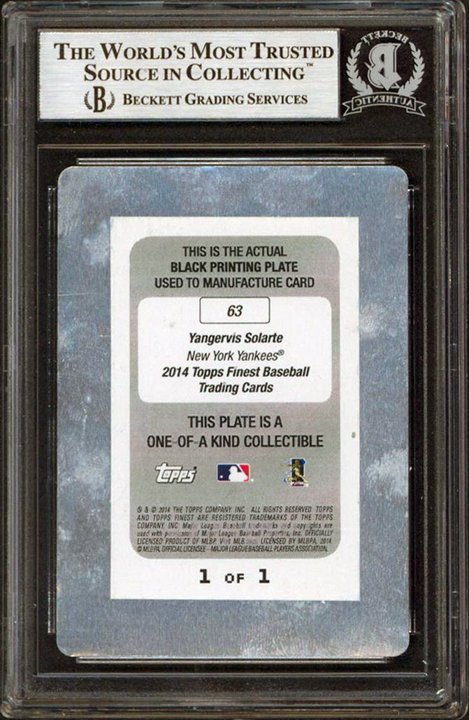 Yankees Yangervis Solarte Signed 2014 Finest PP Black #63 RC BAS Slabbed