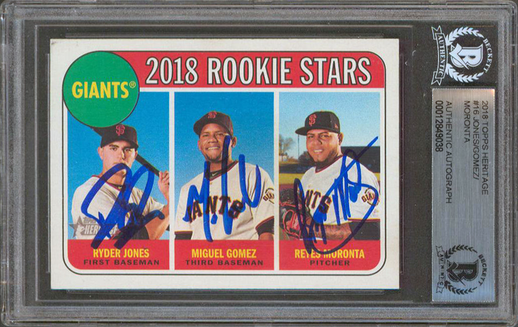 Giants Jones/Gomez/Moronta Authentic Signed 2018 Topps Heritage 16 Card BAS Slab