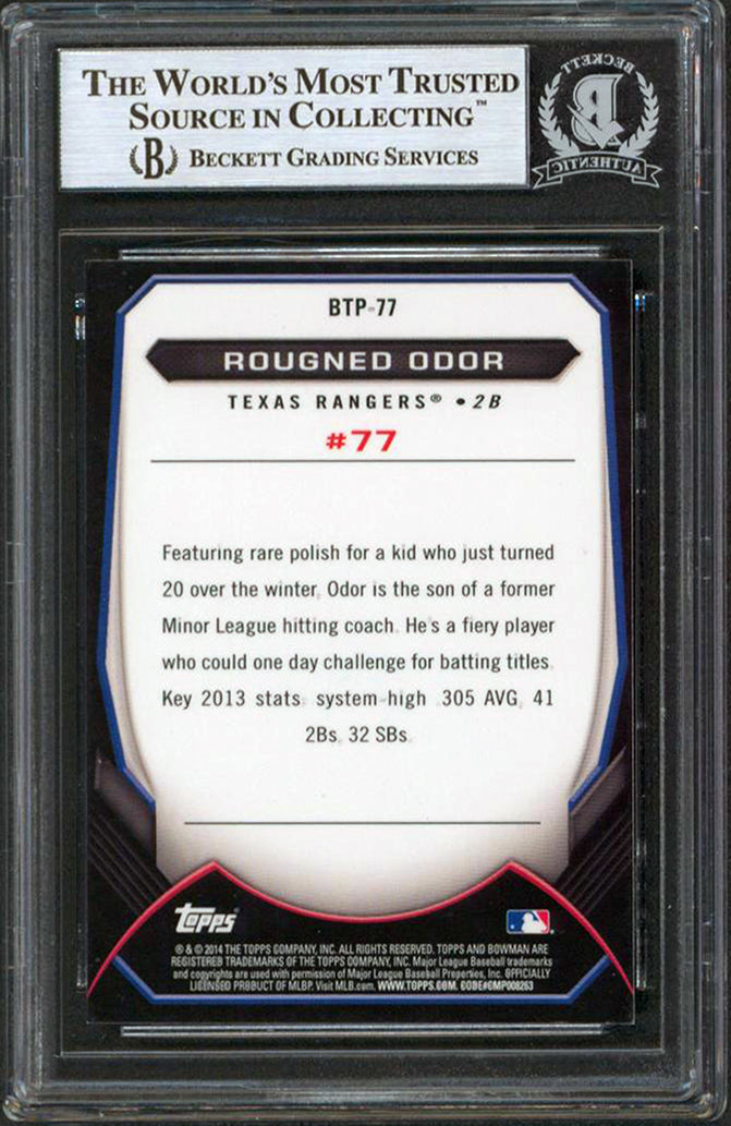 Yankees Rougned Odor Signed 2014 Bowman Chrome Top Prospects #BTP77 RC BAS Slab