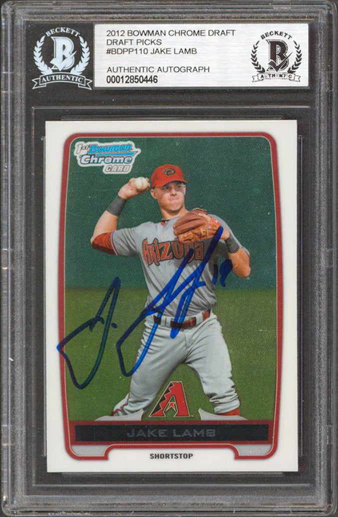 White Sox Jake Lamb Signed 2012 Bowman Chrome Draft Picks BDPP110 RC BAS Slabbed